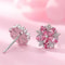 Women Sterling Silver Earrings Crystal Stud Pink Flowers Jewelry 1