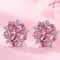 Women Sterling Silver Earrings Crystal Stud Pink Flowers Jewelry 0