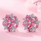 Women Sterling Silver Earrings Crystal Stud Pink Flowers Jewelry 0