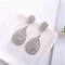 Sterling Silver Earrings For Women Big Oval Crystal Droplets Jewelry 2