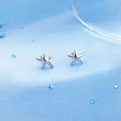 elegant starfish stud earrings 3d, fashion women sterling silver jewelry