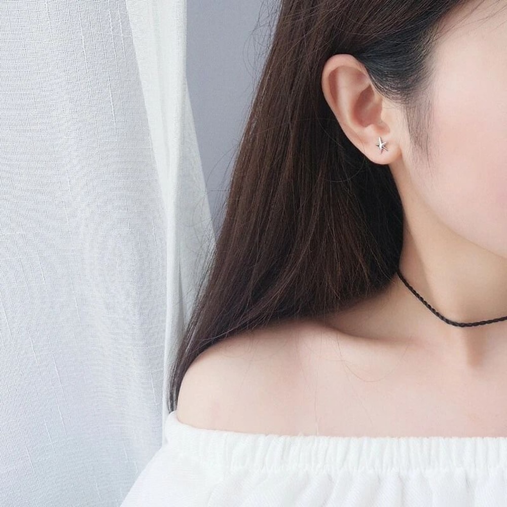 Elegant Starfish Stud Earrings 3D Fashion Women Sterling Silver Jewelry 1