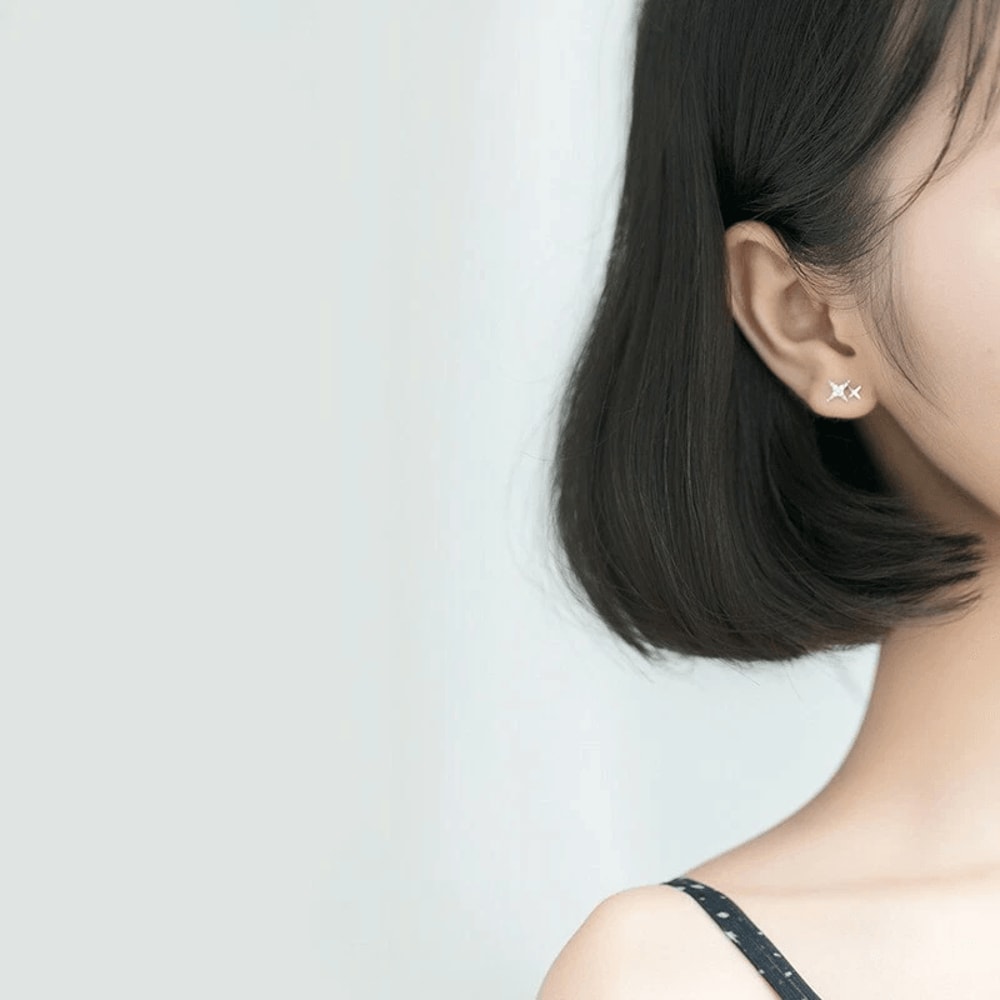 Simple Crystal Bling Stars Earrings For Women Sterling Silver Studs Fashionable And Elegant Jewelry 1