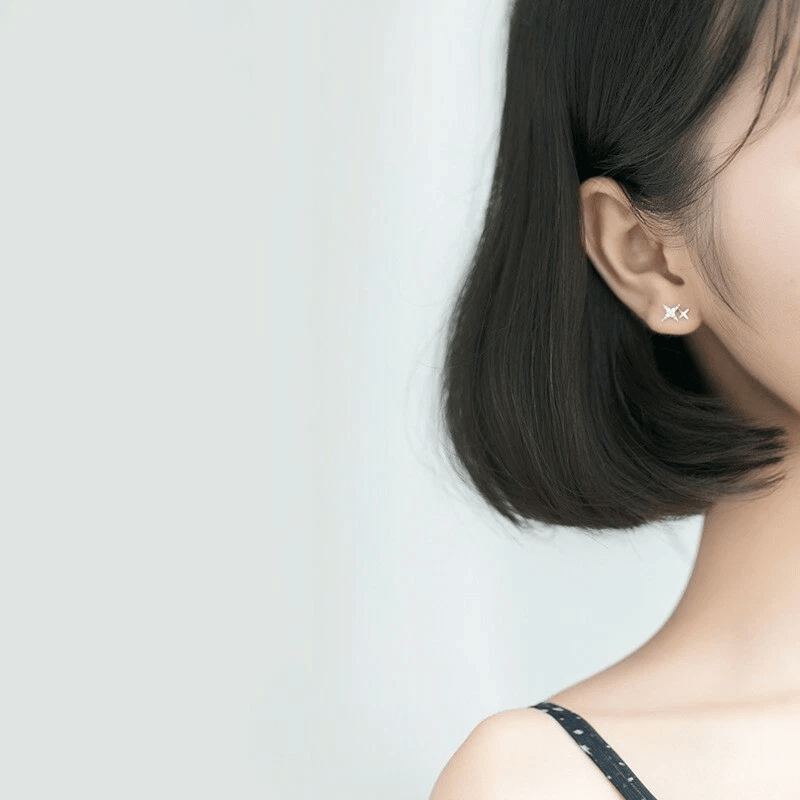 Simple Crystal Bling Stars Earrings For Women Sterling Silver Studs Fashionable And Elegant Jewelry 1