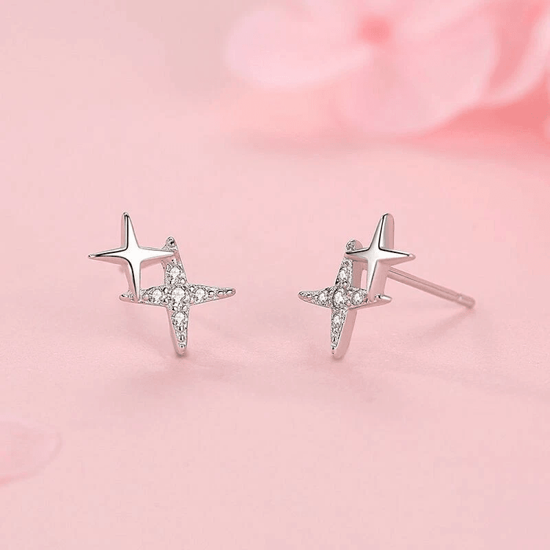 Simple Crystal Bling Stars Earrings For Women Sterling Silver Studs Fashionable And Elegant Jewelry 3