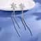 Women Sterling Silver Snowflake Crystal Tassel Earrings Elegant Studs 2