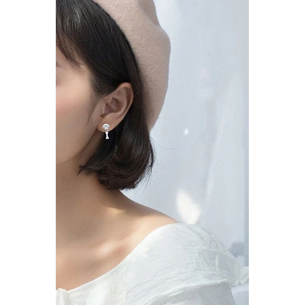 Sterling Silver Women Jewelry Earrings Cute Dog Bone Delicate Studs 1