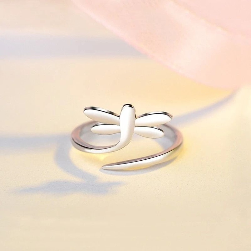 Elegant Sterling Silver Ring For Women 3D Dragonfly Creative Style Fashion Jewelry 2