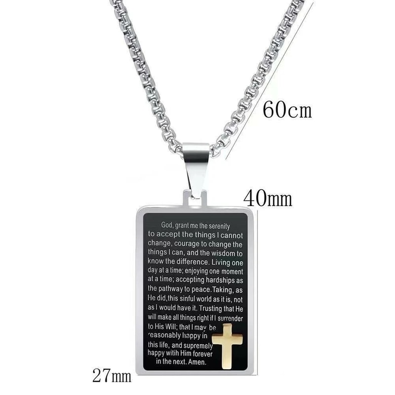 Bible Verse Cross Tag Pendant For Men HeavyDuty Stainless Steel Necklace 0
