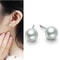 Elegant Women Stainless Steel Earrings Classic Simple Natural Pearl Studs 2
