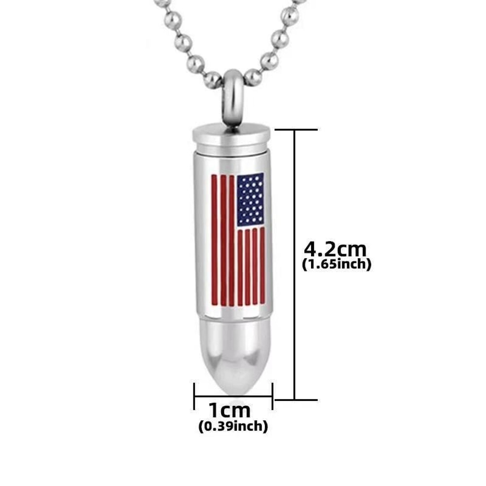 3D Casting American Flag Bullet Pendant Mens Stainless Steel Chain Necklace 4