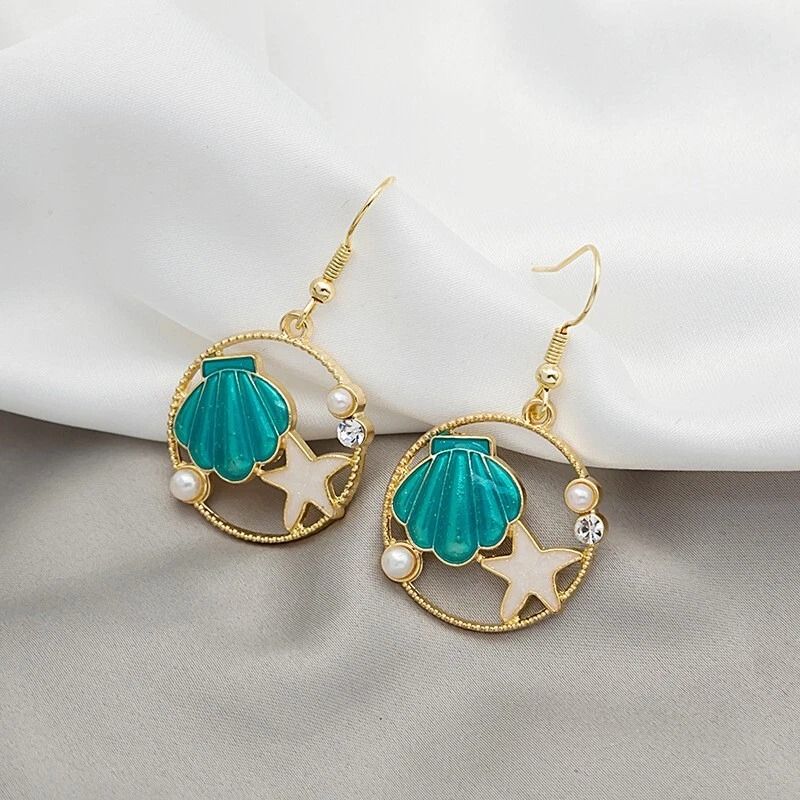 Retro Shell Starfish Pearl Earrings Ocean Style For Women Elegant Gorgeous 2
