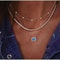 Layered Bling Chain Necklace Women Fashion Jewelry Crystal Blue Pendant 0
