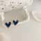 Sterling Silver Earrings Fashion Women Blue Glazed Heart French Style 1