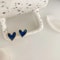 Sterling Silver Earrings Fashion Women Blue Glazed Heart French Style 1