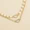 Fashion Women Faux Pearl Necklace With Crystal Heart Pendant Elegant Double Design 1