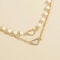 Fashion Women Faux Pearl Necklace With Crystal Heart Pendant Elegant Double Design 1