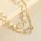 Fashion Women Faux Pearl Necklace With Crystal Heart Pendant Elegant Double Design 2