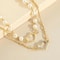 Fashion Women Faux Pearl Necklace With Crystal Heart Pendant Elegant Double Design 2