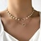 Fashion Women Faux Pearl Necklace With Crystal Heart Pendant Elegant Double Design 0