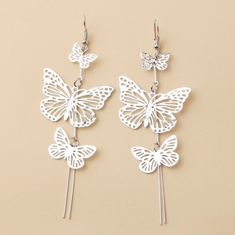Vintage Hollow Butterfly Tassel Earrings For Women Fashion Jewelry 4