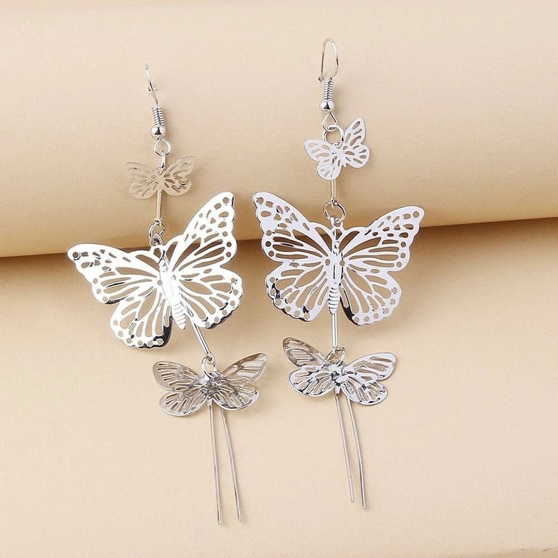 Vintage Hollow Butterfly Tassel Earrings For Women Fashion Jewelry 1