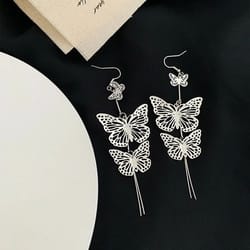 vintage hollow butterfly tassel earrings for women, fashion jewelry