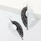 White Black Hollow Leaf Earrings Women Asymmetric Jewelry Feather Stud Hook 2