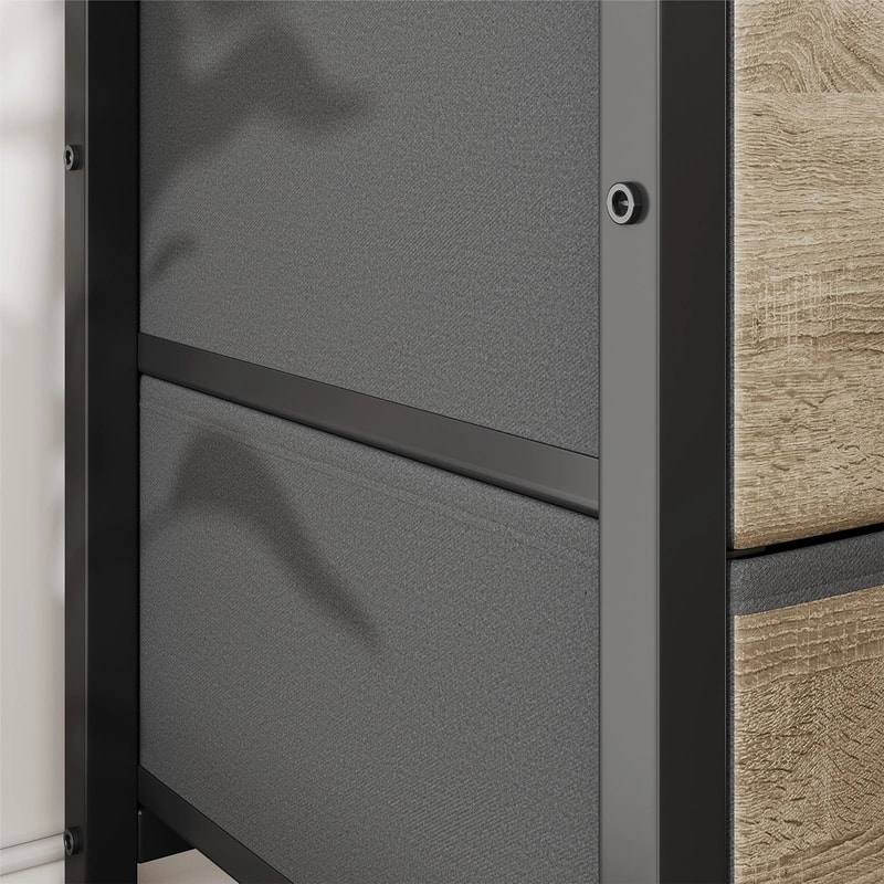 Nightstand With Charging Station USB Outlets For Bedroom With Fabric Drawers 1