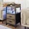 Nightstand With Charging Station USB Outlets For Bedroom With Fabric Drawers 10
