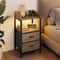 Nightstand With Charging Station USB Outlets For Bedroom With Fabric Drawers 0