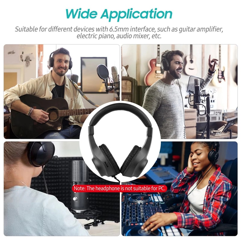 Wired Monitor Headphones Over Ear Headset For Electric Guitar Amplifier 5