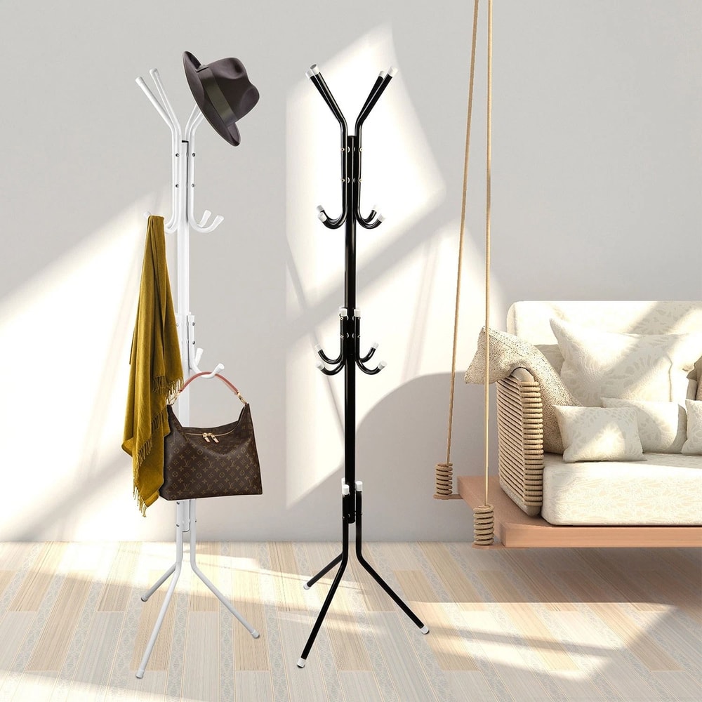 Premium Free Standing Coat Rack Organizer With Hooks And Garment Storage 9