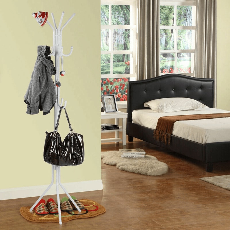 Premium Free Standing Coat Rack Organizer With Hooks And Garment Storage 2