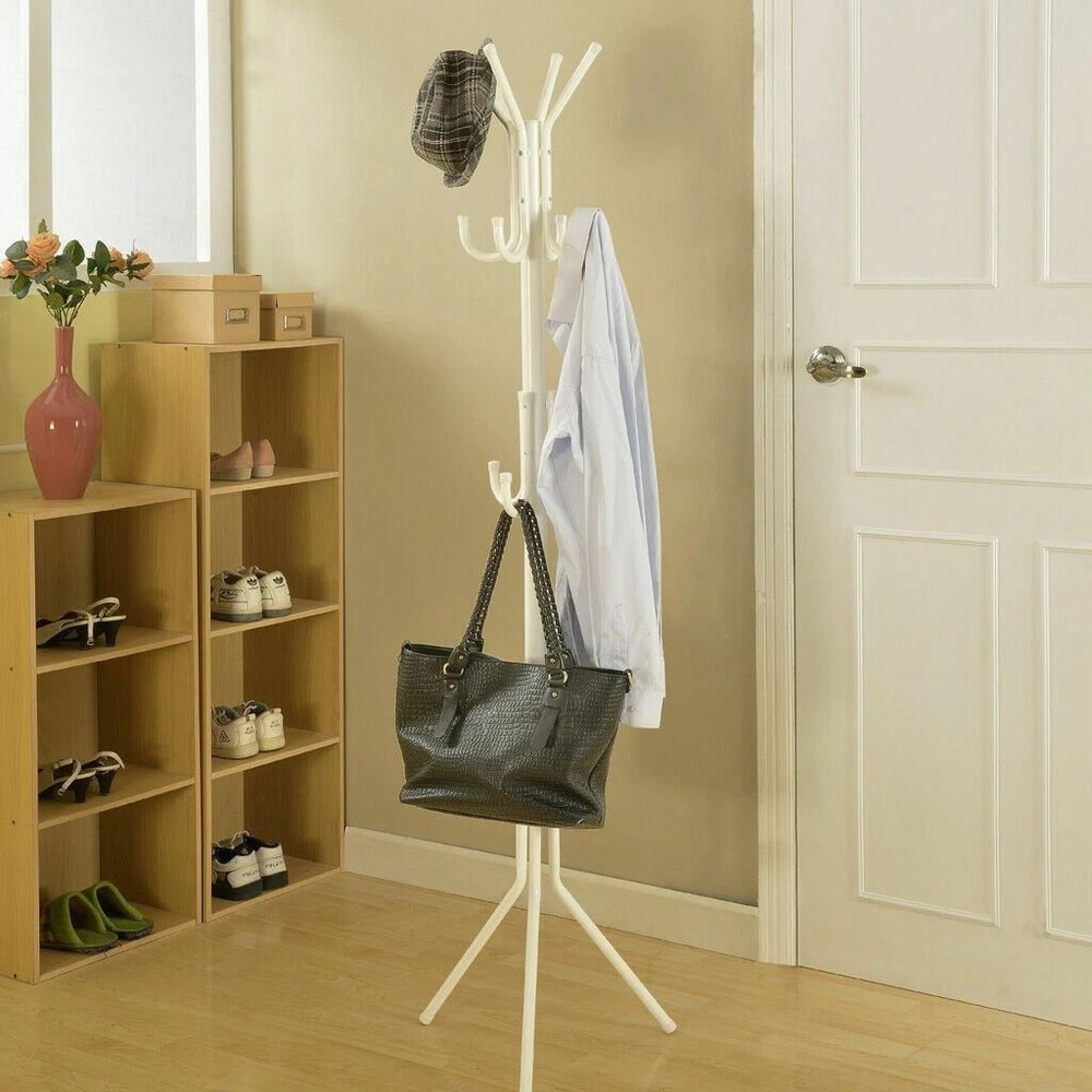 Premium Free Standing Coat Rack Organizer With Hooks And Garment Storage 0