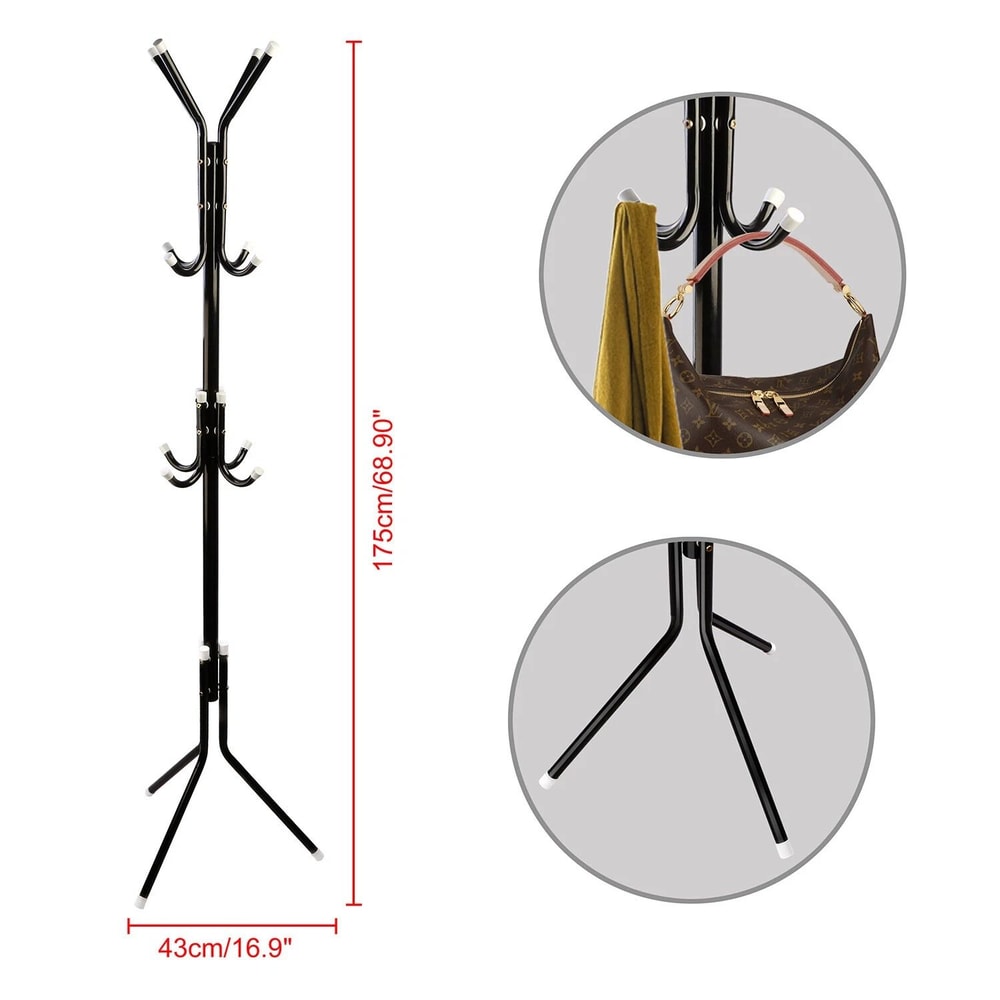 Premium Free Standing Coat Rack Organizer With Hooks And Garment Storage 6