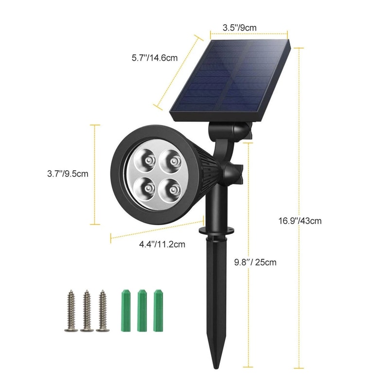 Solar LED Spotlight Outdoor Garden Light Waterproof Dusk To Dawn Lighting 2