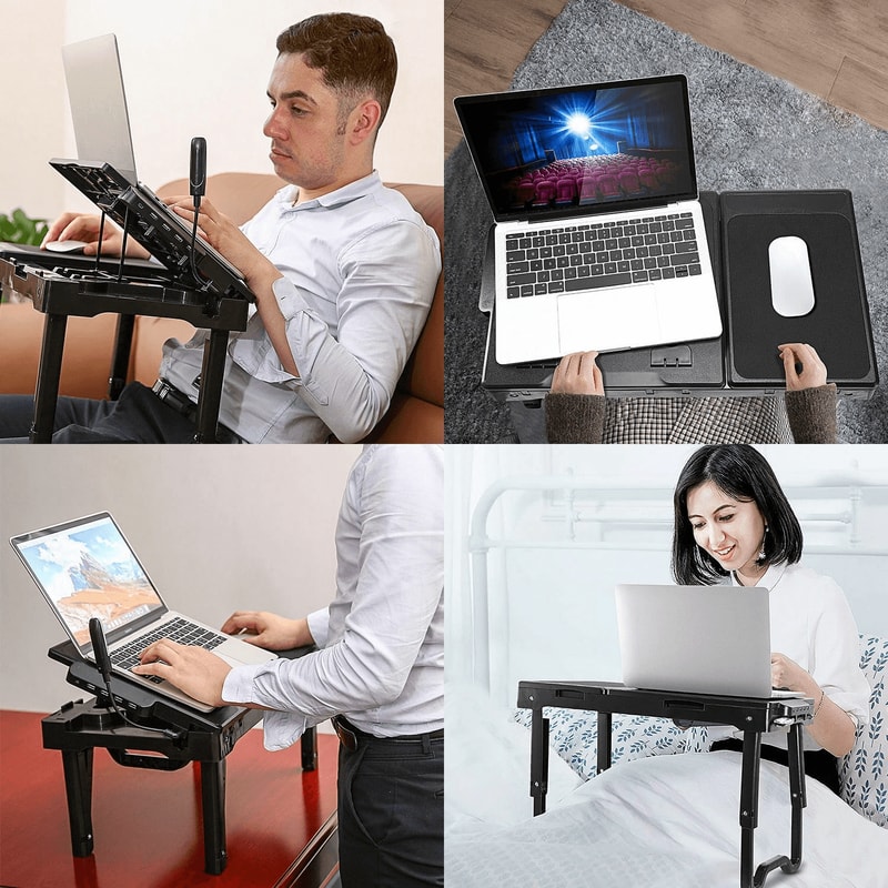 Foldable Laptop Table With USB LED Cooling Fan Portable Tablet Desk For Bed And Sofa 5