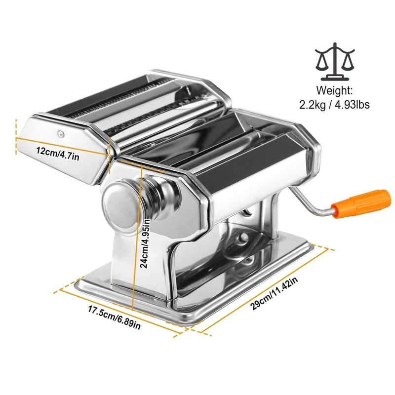 Stainless Steel Pasta Noodle Maker Roller Cutter Manual Hand Crank For Fresh Homemade Pasta 2