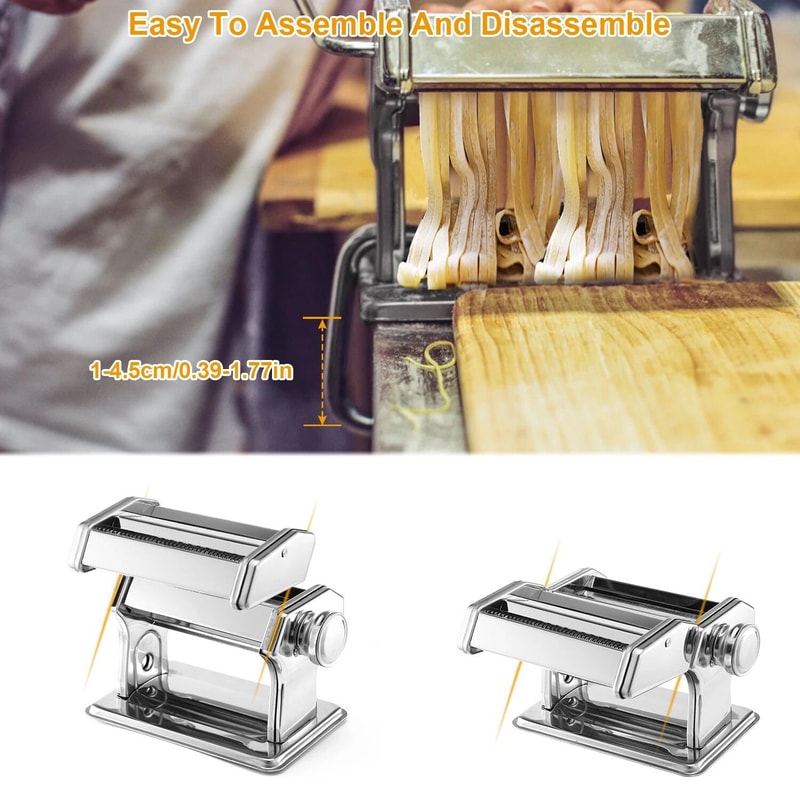 Stainless Steel Pasta Noodle Maker Roller Cutter Manual Hand Crank For Fresh Homemade Pasta 5