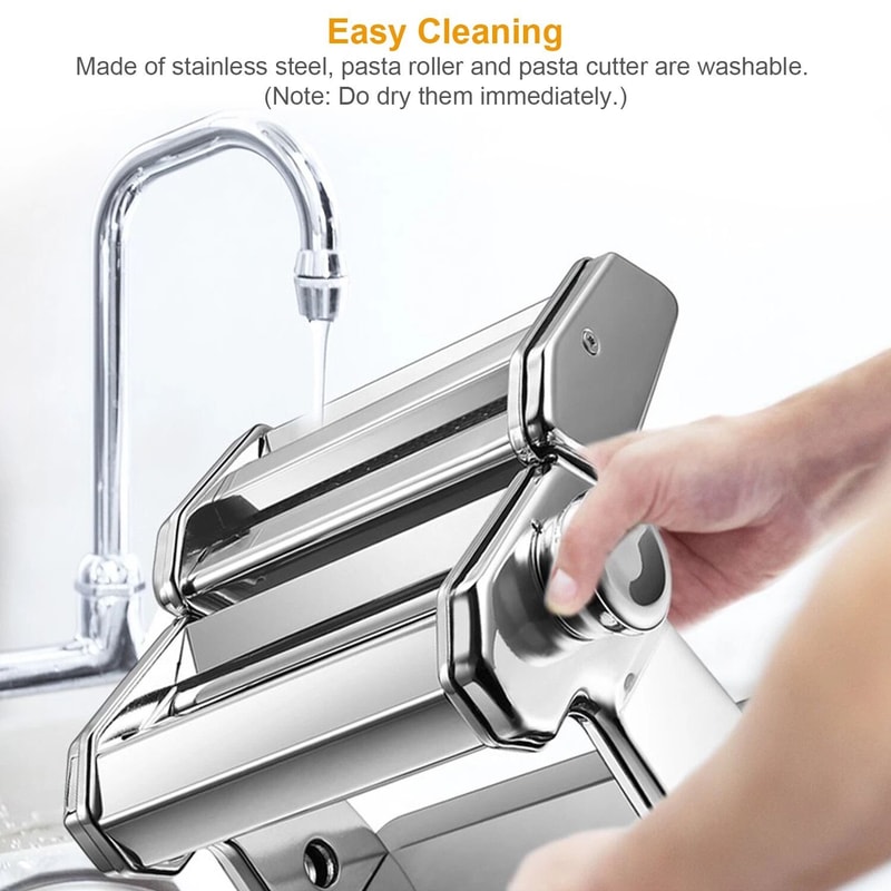 Stainless Steel Pasta Noodle Maker Roller Cutter Manual Hand Crank For Fresh Homemade Pasta 6