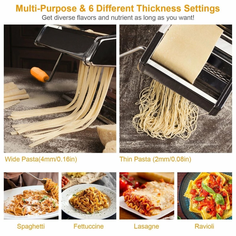 Stainless Steel Pasta Noodle Maker Roller Cutter Manual Hand Crank For Fresh Homemade Pasta 7