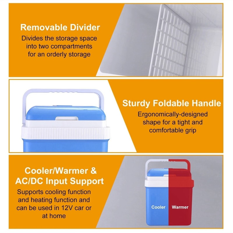 Portable Car Cooler Refrigerator Travel Cooling Warmer Fridge With Handle 4