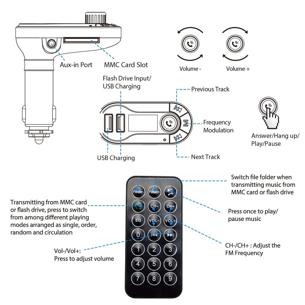 Car FM Transmitter MP3 Player Radio Adapter Kit Charger With LCD Display Remote Control 2