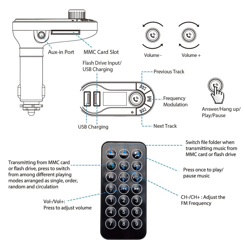 Car FM Transmitter MP3 Player Radio Adapter Kit Charger With LCD Display Remote Control 2