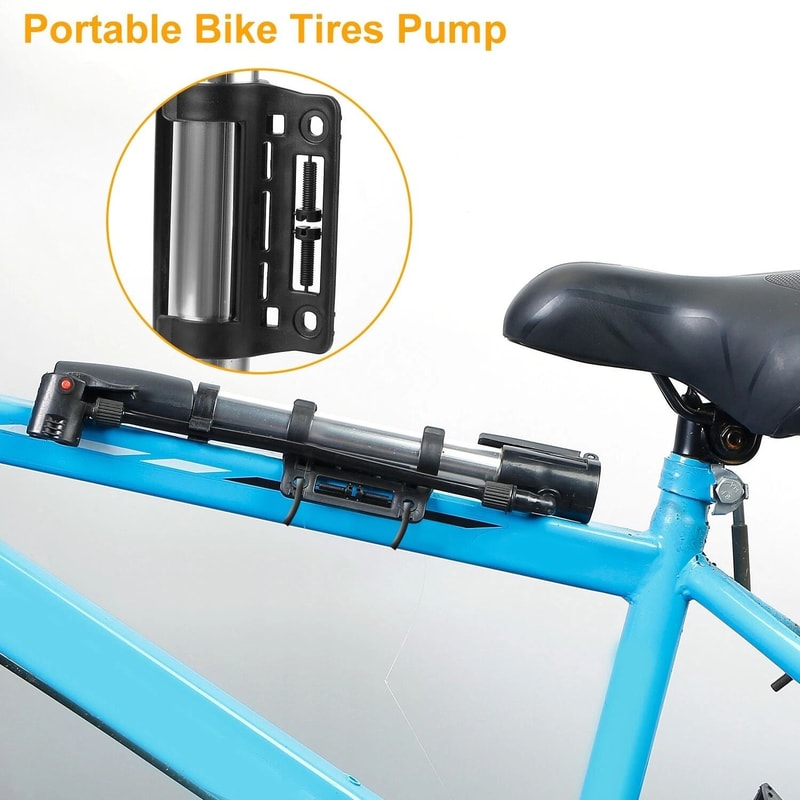 Portable Mini Bike Pump With Presta Schrader Valve Compact Bicycle Tire Inflator 2