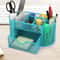 Blue Mesh Desk Organizer Office Pen Pencil And Stationery Holder For Desktop Storage 0