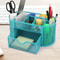 Blue Mesh Desk Organizer Office Pen Pencil And Stationery Holder For Desktop Storage 0