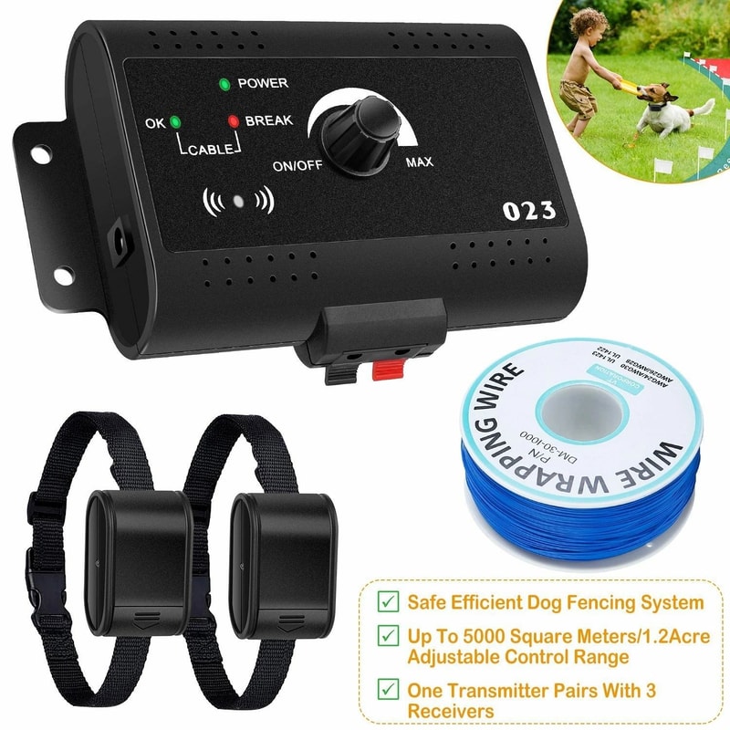 Wireless Electric Dog Fence System Waterproof Shock Collar For Dogs Adjustable Range Durable Conta 3