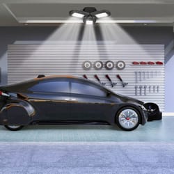 deformable led garage light bright, energy efficient ceiling lamp for garages, shops & workshops